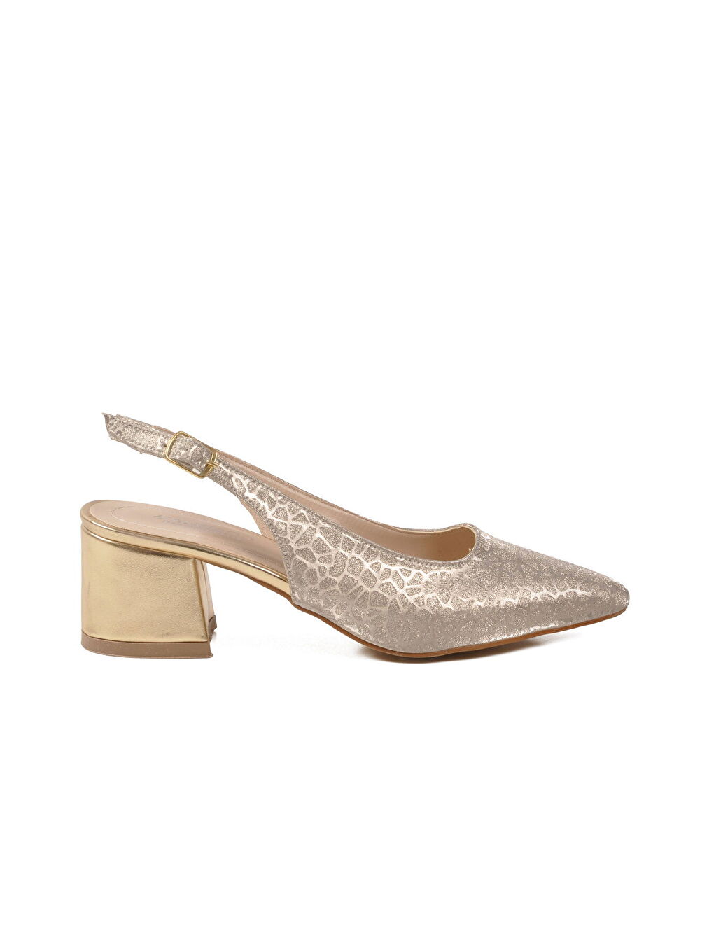 Sarı Altın Topuklu Kadın Abiye Ayakkabı 417688 Z-1