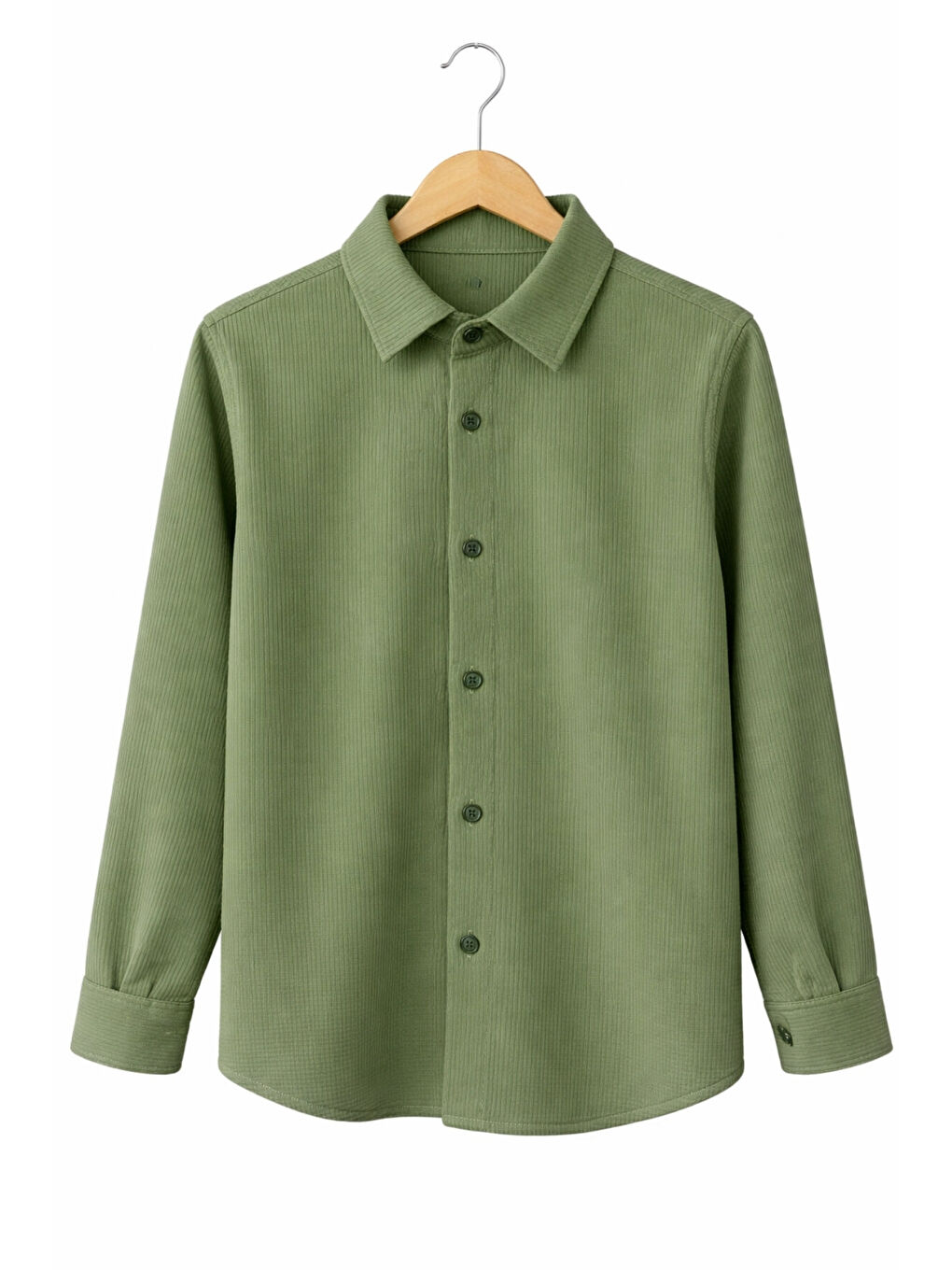 Yeşil Erkek Çocuk Modern Kesim Beyaz Polyester Basic Gömlek Ak8789-2