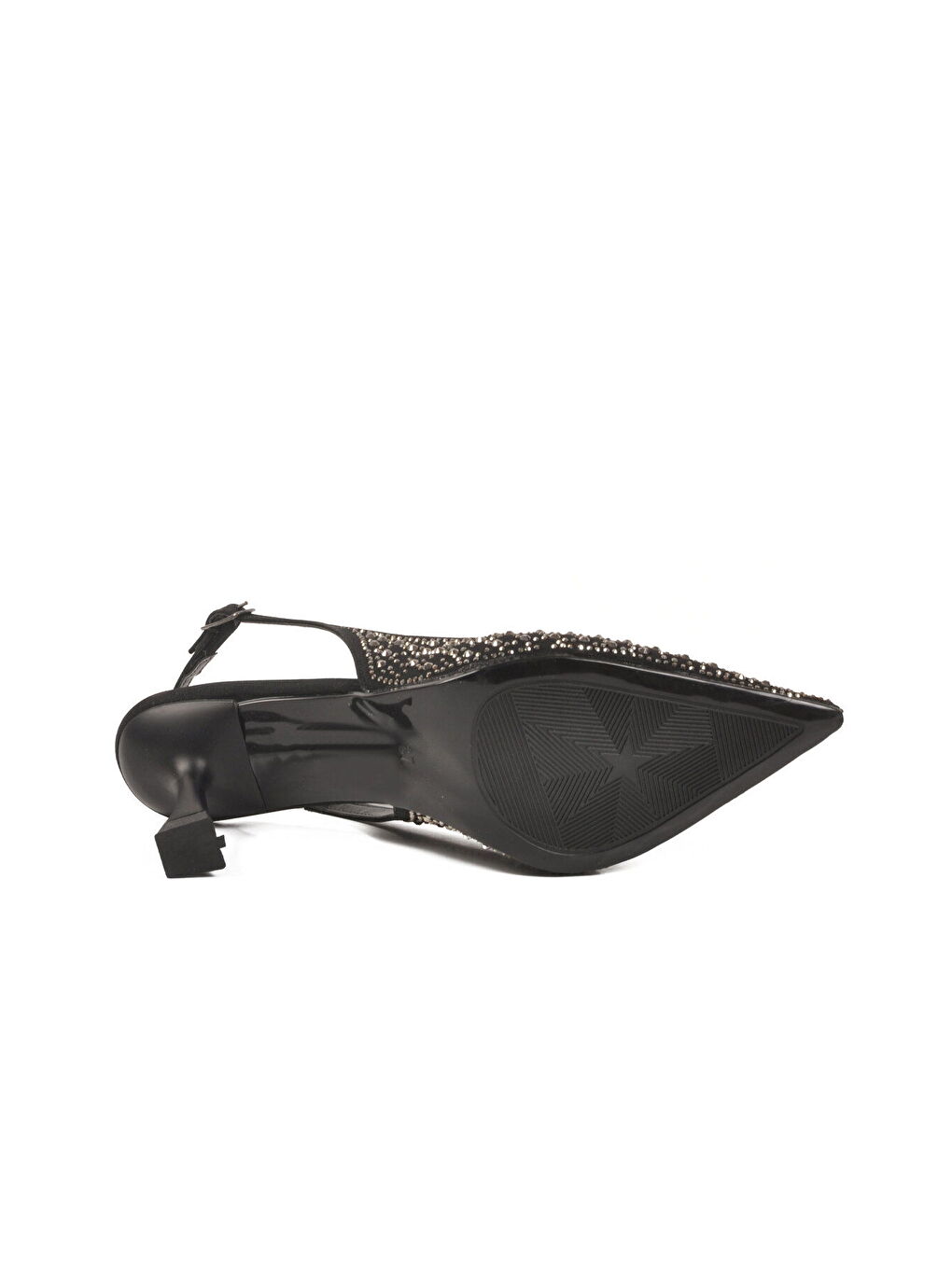 Siyah Taş İşlemeli Kadın İnce Topuklu Abiye Ayakkabı 417654 Z-4