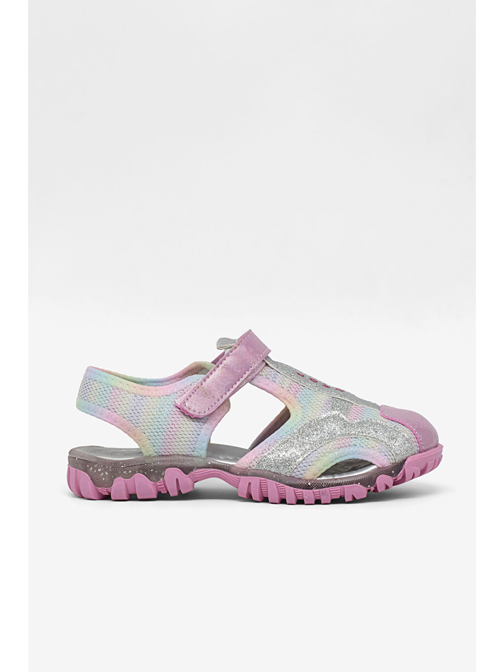 Kız Çocuk Pembe Çoçuk Sim Detaylı Cırtlı Rahat Kalıp Sandalet-4