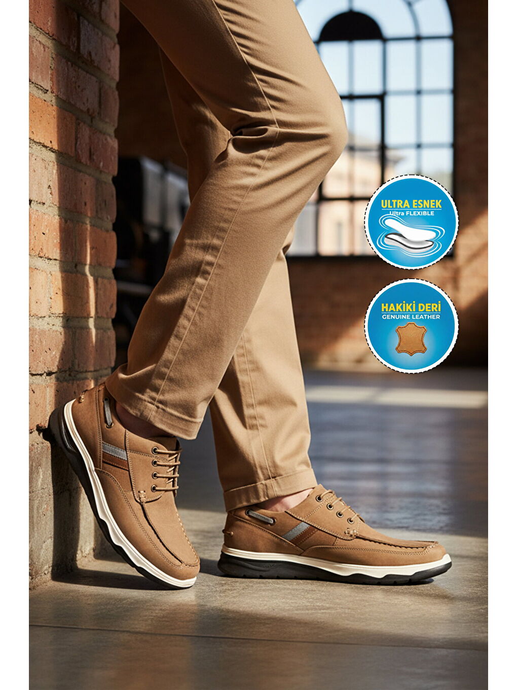 Bej Kum Hakiki Deri Erkek Casual Ayakkabı 2676 M-2