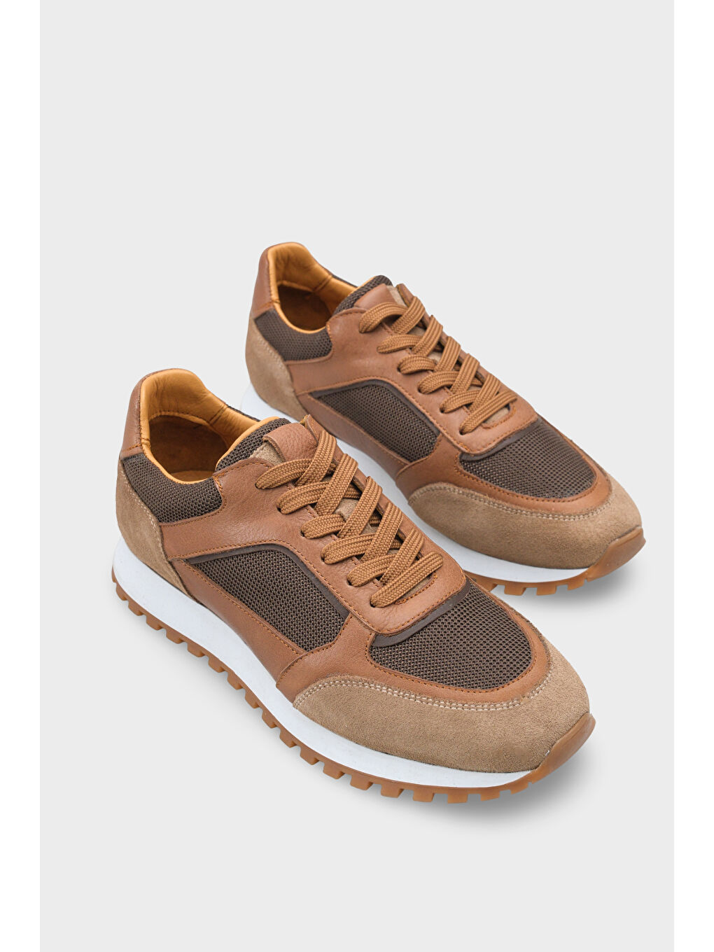 Bej Erny Hakiki Deri Erkek Günlük Spor Ayakkabı Sneaker-1