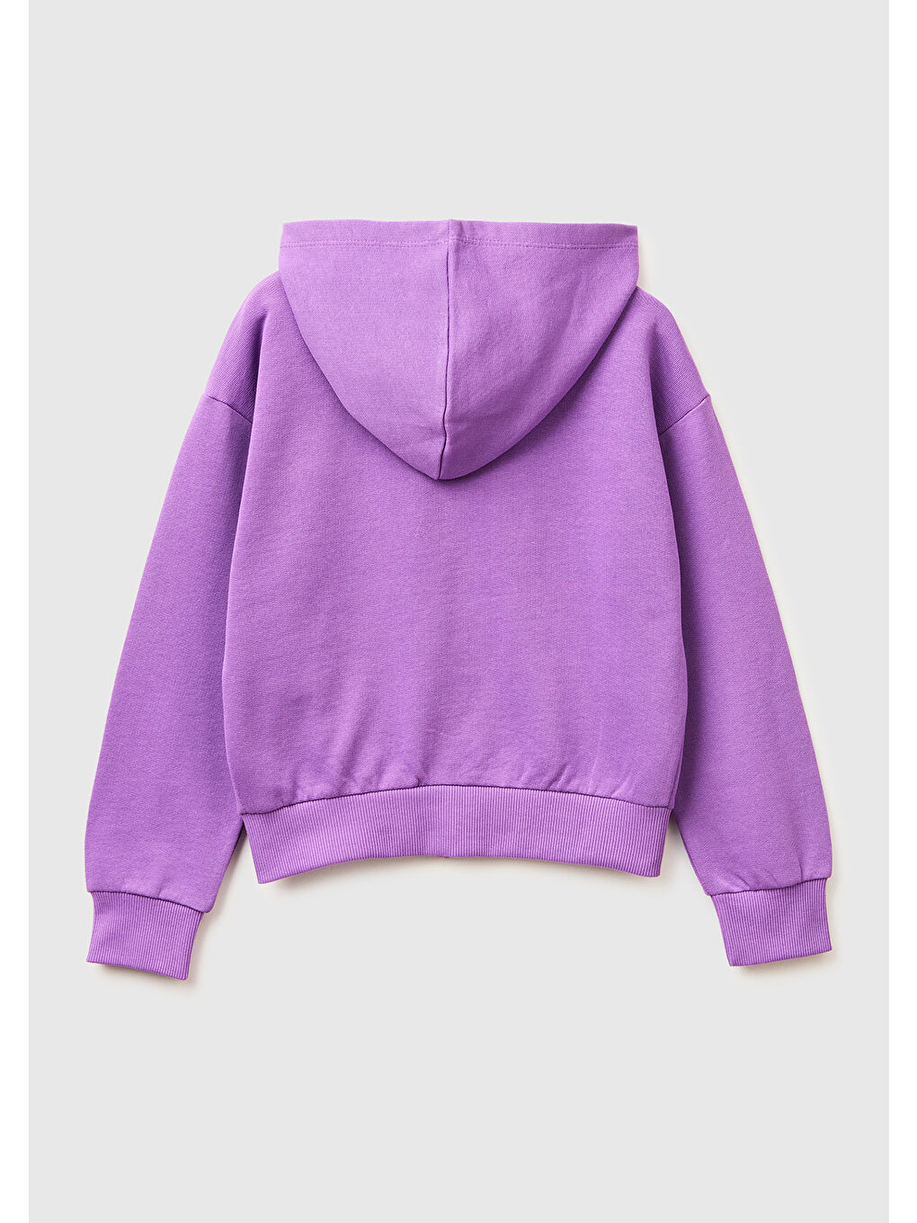 Kız Çocuk Mor Simli Logolu Fermuarlı Cepli Kapüşonlu Yüksek Yaka Sweatshirt-1