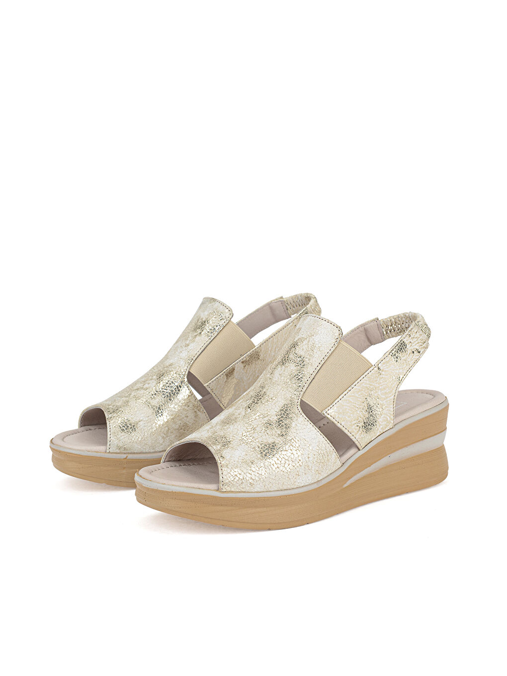 Sarı Kadın Hakiki Deri Dolgu Topuk Sandalet 161992Z1800 Gold-4