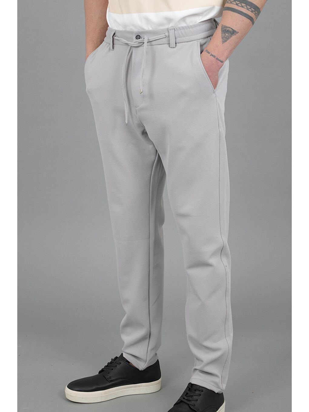 Gri Diagonel Kumaş Jogger Pantolon CPT-5_0436-1