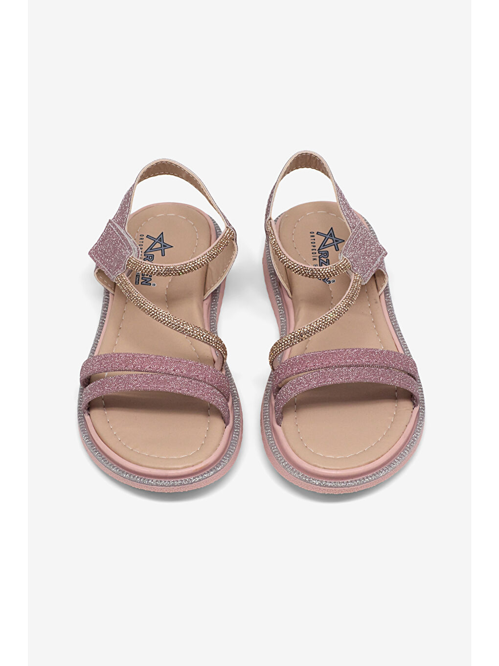 Pembe Çocuk Unisex Pudra Simli Çocuk Sim Detaylı Sandalet-1
