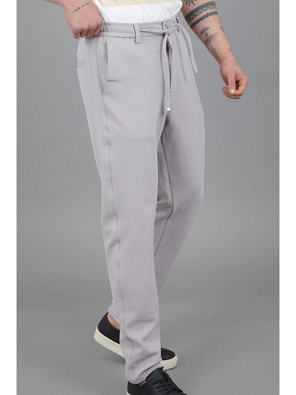 Gri Diagonel Kumaş Jogger Pantolon CPT-5_0436-3