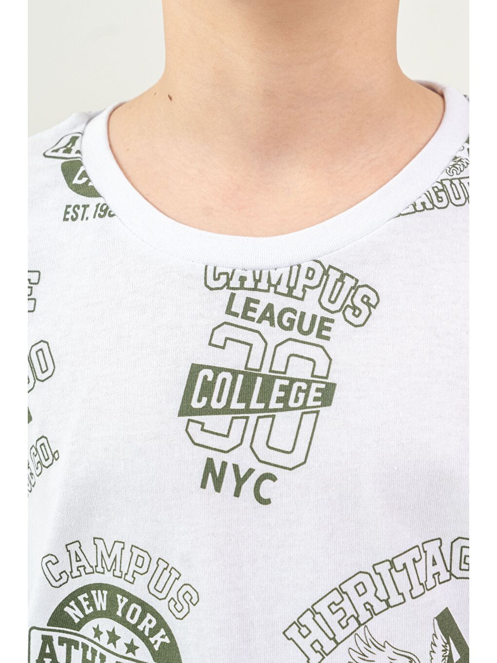 Haki Üst Atlet Tüm Alan Baskılı Alt Kapri Sol Bacak Baskılı Erkek Çocuk Şort - Atlet Takımı-3