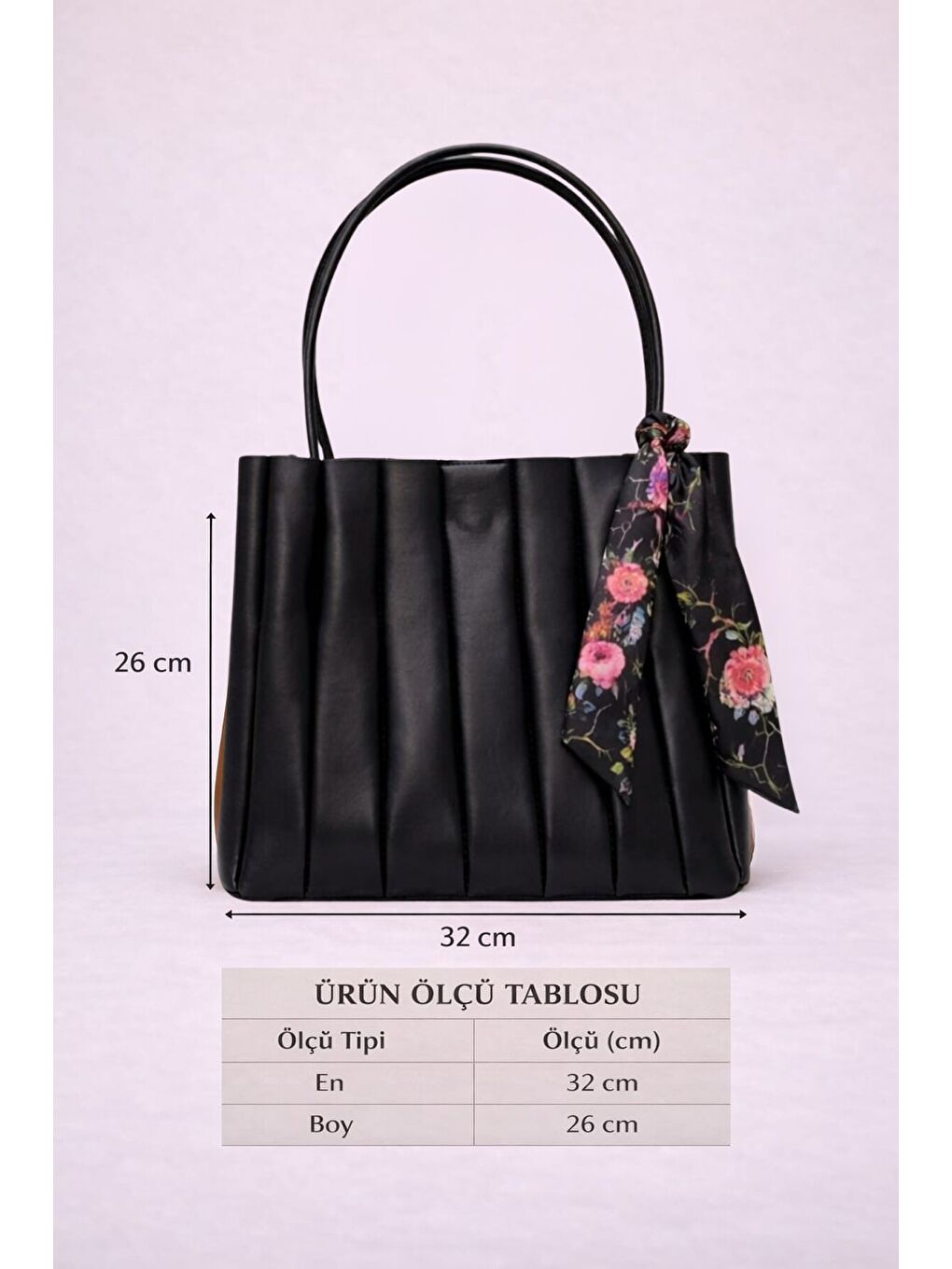 Siyah Kadın Piliseli Omuz Çantası ve Cüzdan Seti - Desenli Eşarp Detaylı El ve Kol Çantası 12675-4