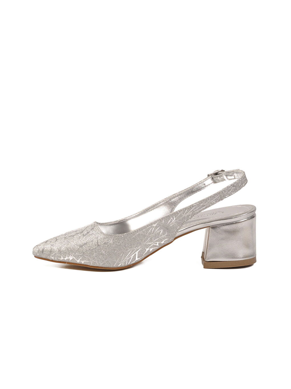 Gri Gümüş Simli Topuklu Kadın Abiye Ayakkabı 417688 Z-3