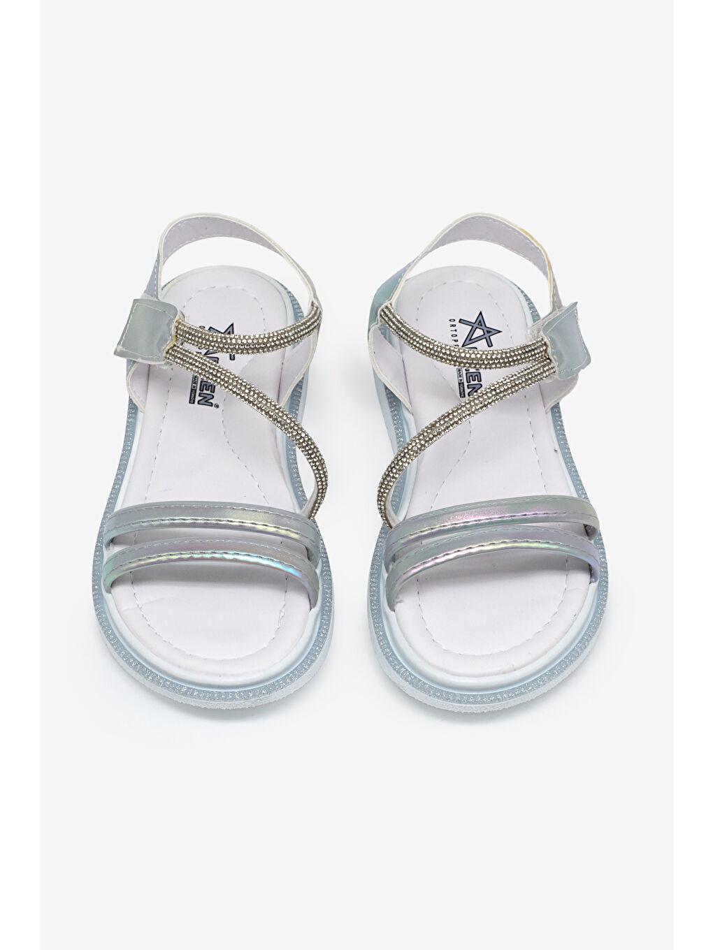 Gri Çocuk Unisex Gümüş Çocuk Sim Detaylı Sandalet-1