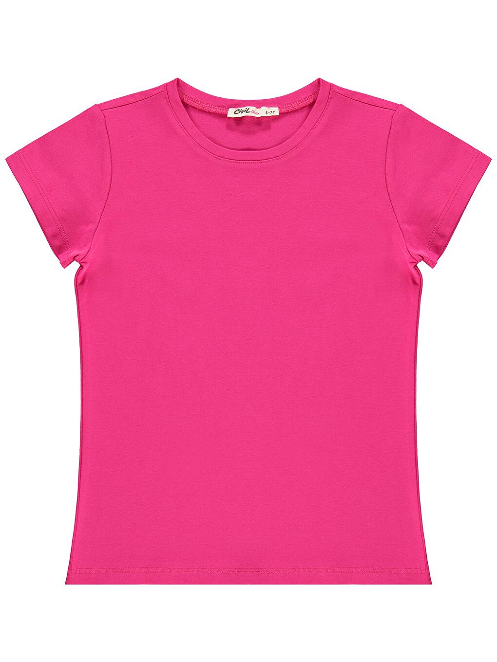 Fuşya Girls Basic 6-9 Yaş Tişört - Fusya 8-9 Yaş