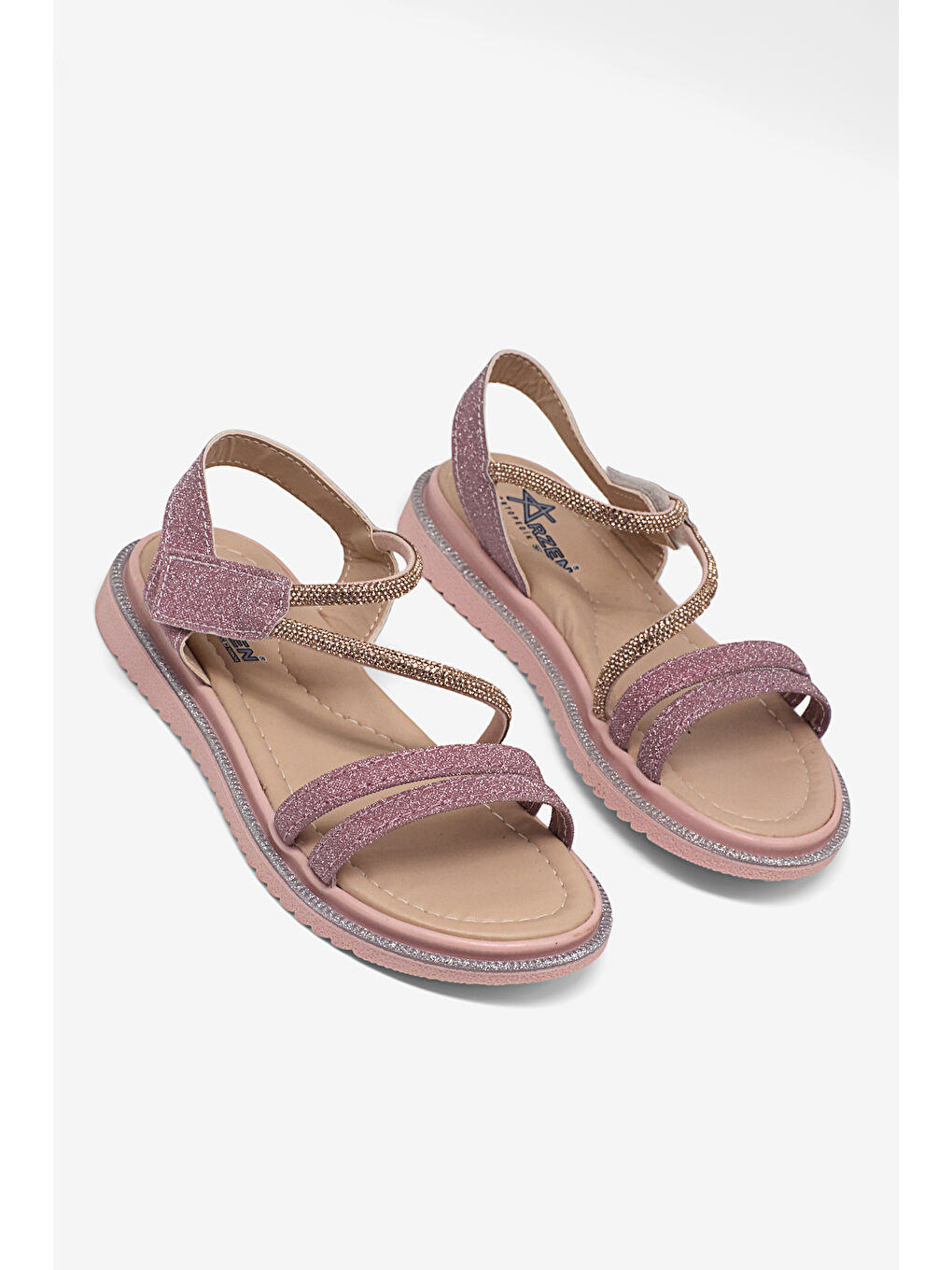 Pembe Çocuk Unisex Pudra Simli Çocuk Sim Detaylı Sandalet-3