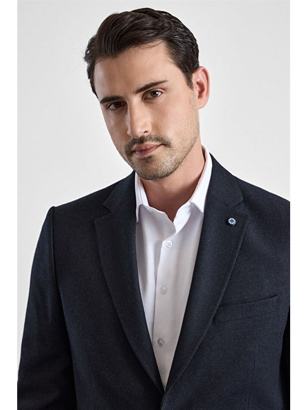 Lacivert Regular Mono Yaka Torba Cep 6 Drop Klasik Ceket-1