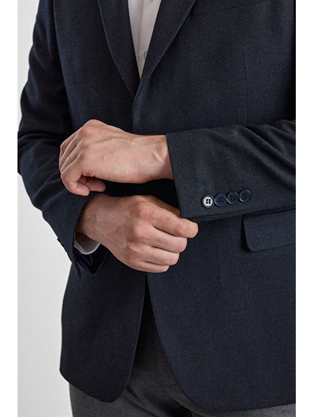 Lacivert Regular Mono Yaka Torba Cep 6 Drop Klasik Ceket-2