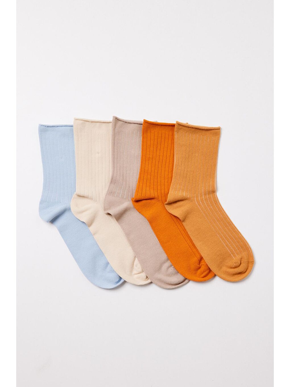 Karışık 5'Li Paket Kız Çocu Pamuk Soket Çorap Çok Renkli