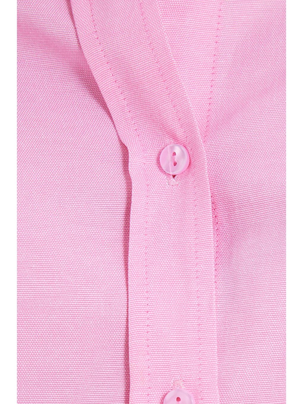 Kadın Slim Fit Dar Kesim Uzun Kollu Pamuklu Vücuda Oturan Dokulu Pembe Basic Gömlek-6