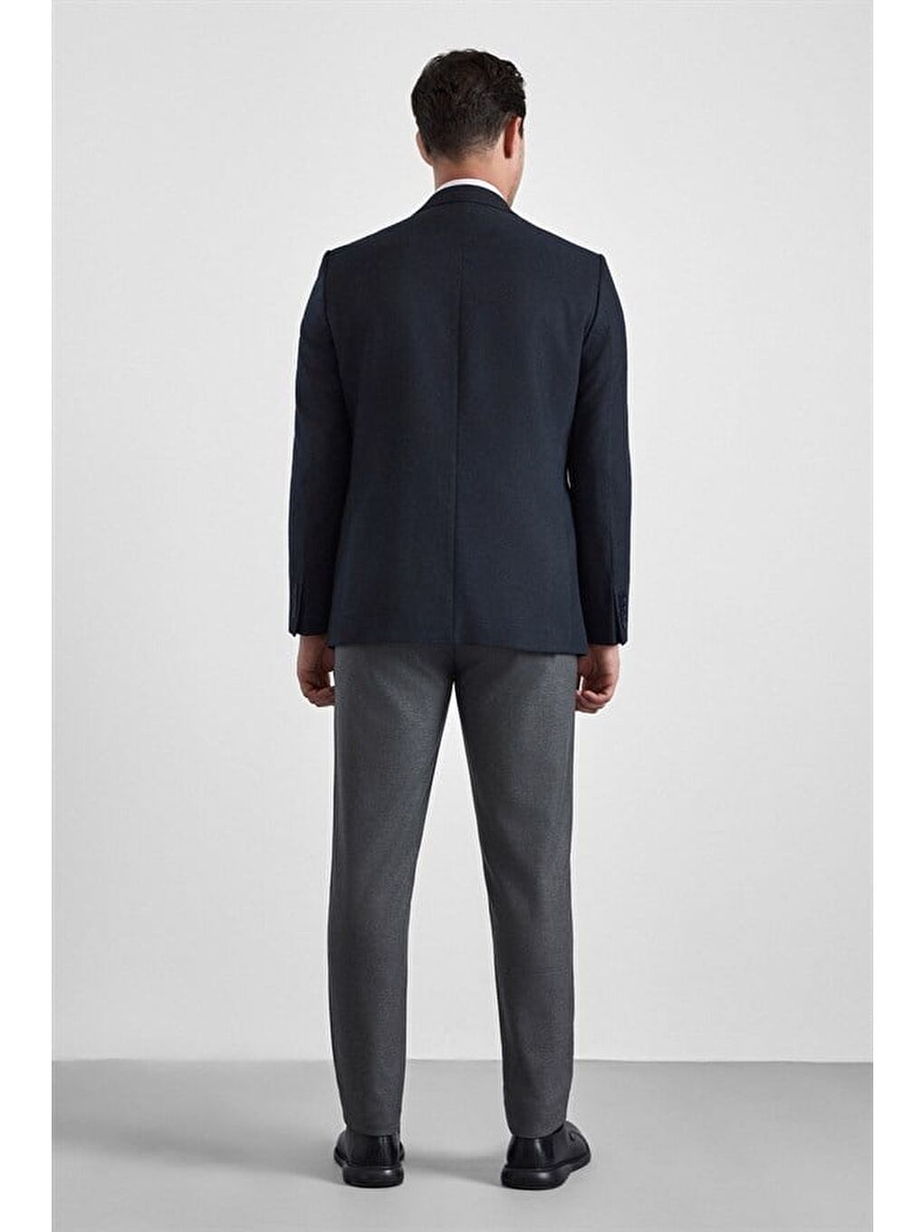 Lacivert Regular Mono Yaka Torba Cep 6 Drop Klasik Ceket-4