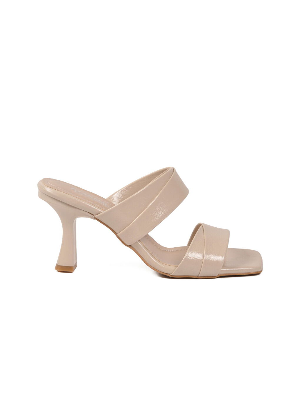 Bej Çift Bantlı Kadın Topuklu Terlik 451158 Z-1