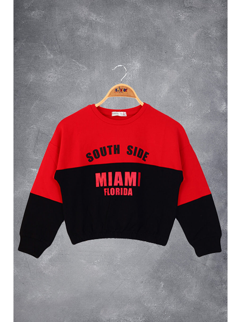 Kırmızı Kız Çocuk Mıamı Baskılı Sweatshirt