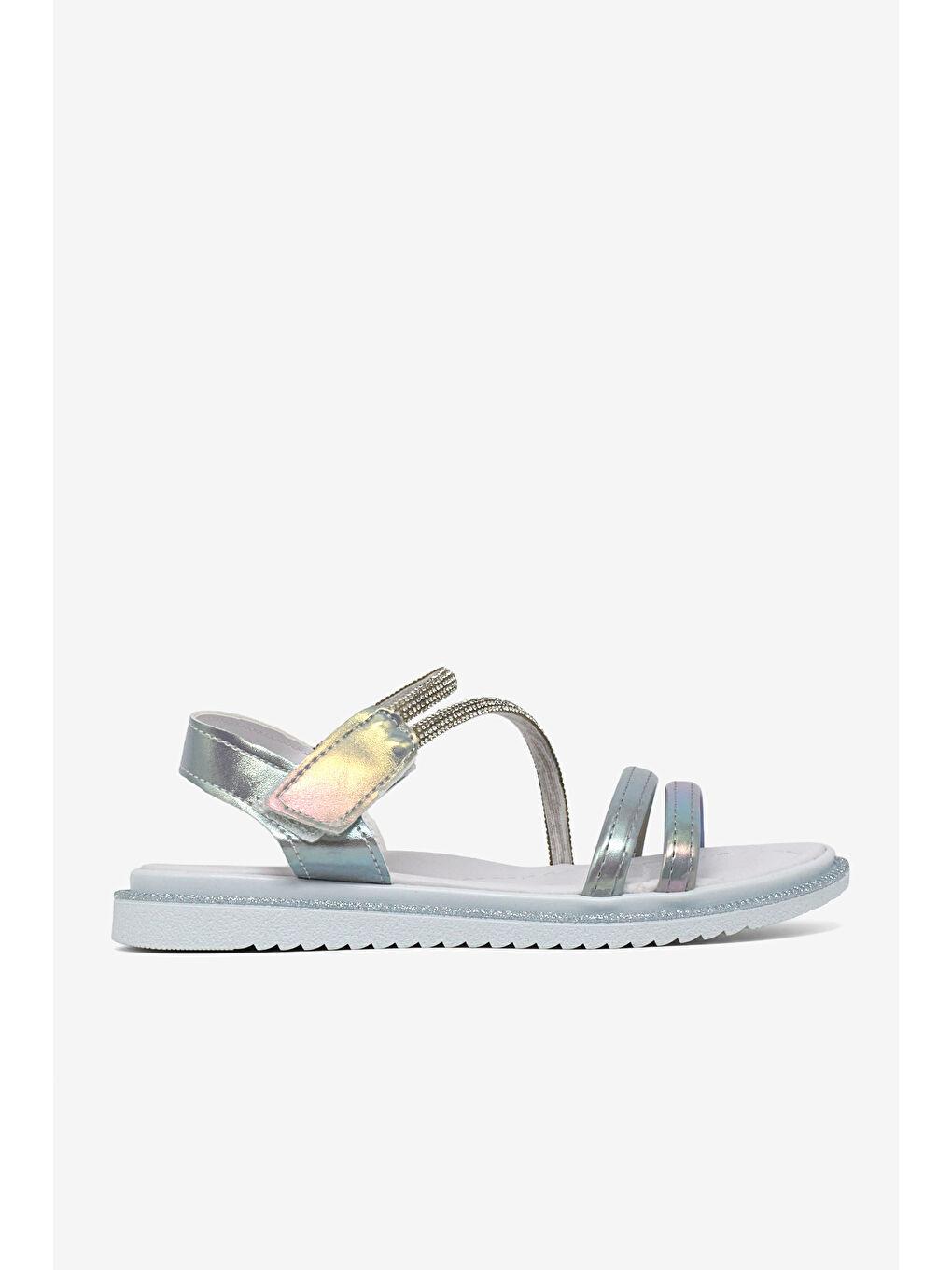 Gri Çocuk Unisex Gümüş Çocuk Sim Detaylı Sandalet-4