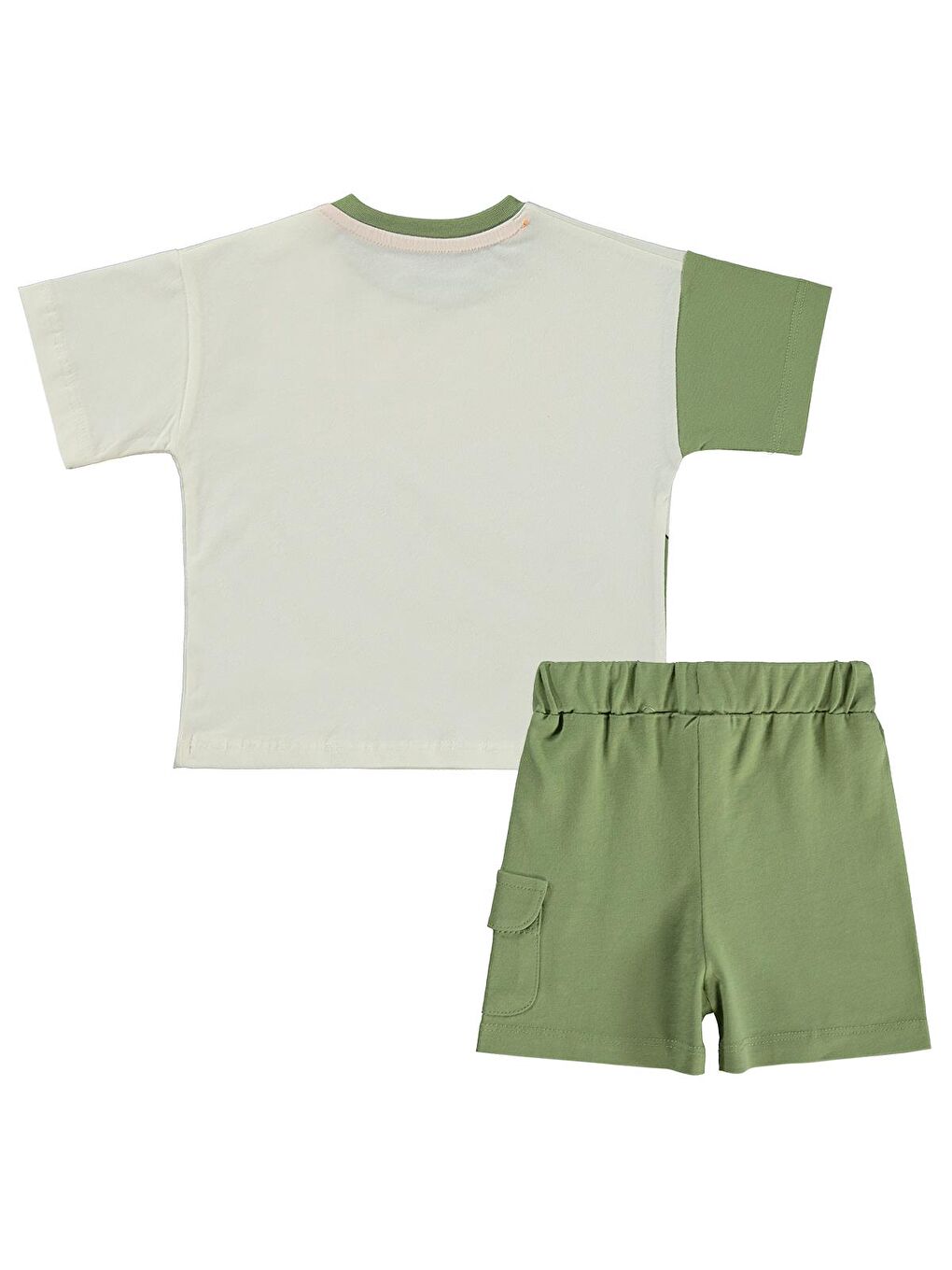 Baby Timsah Baskılı 3-12 Ay Takım - Ekru 6-9 Ay-1