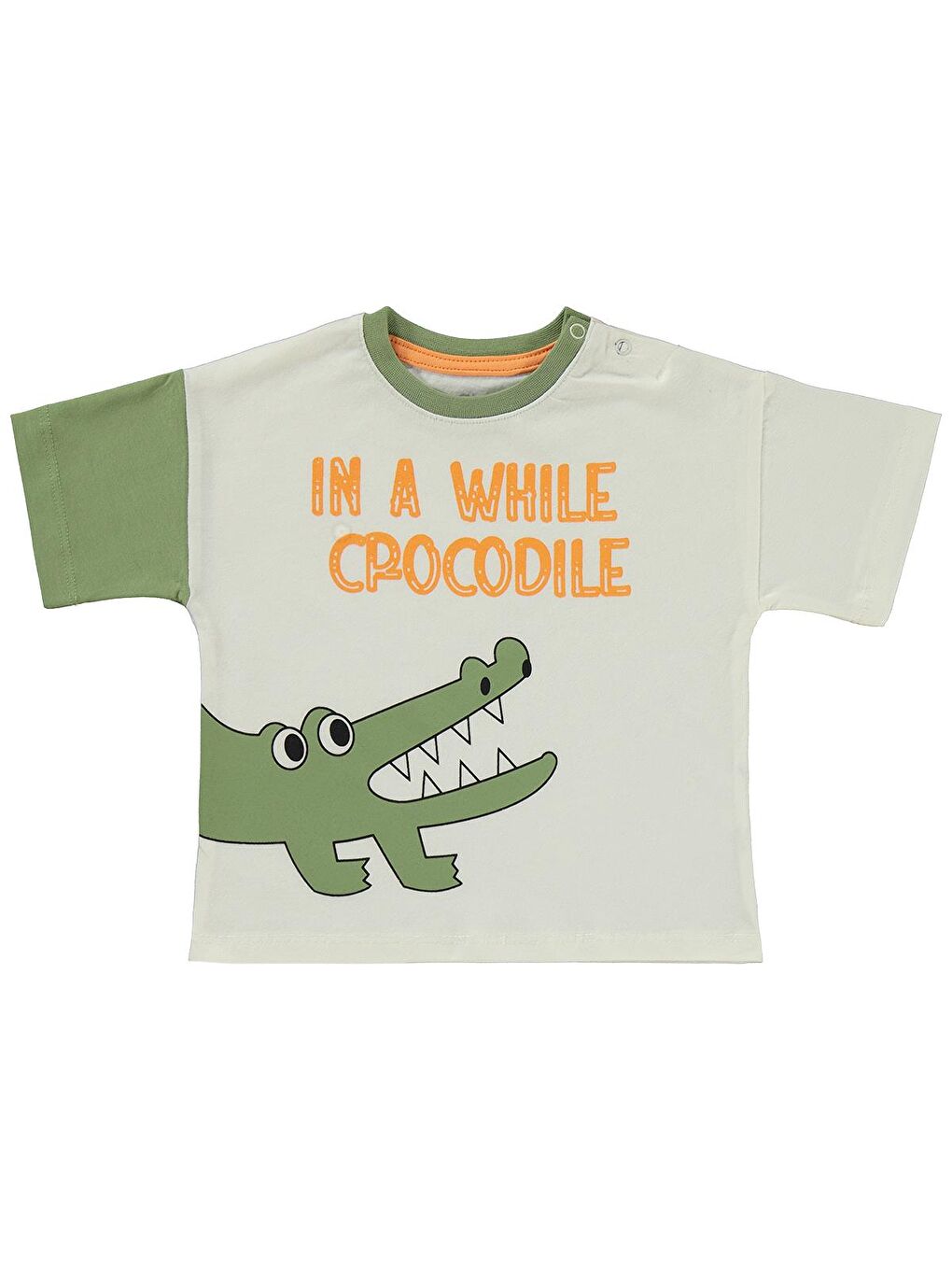 Baby Timsah Baskılı 3-12 Ay Takım - Ekru 6-9 Ay-2