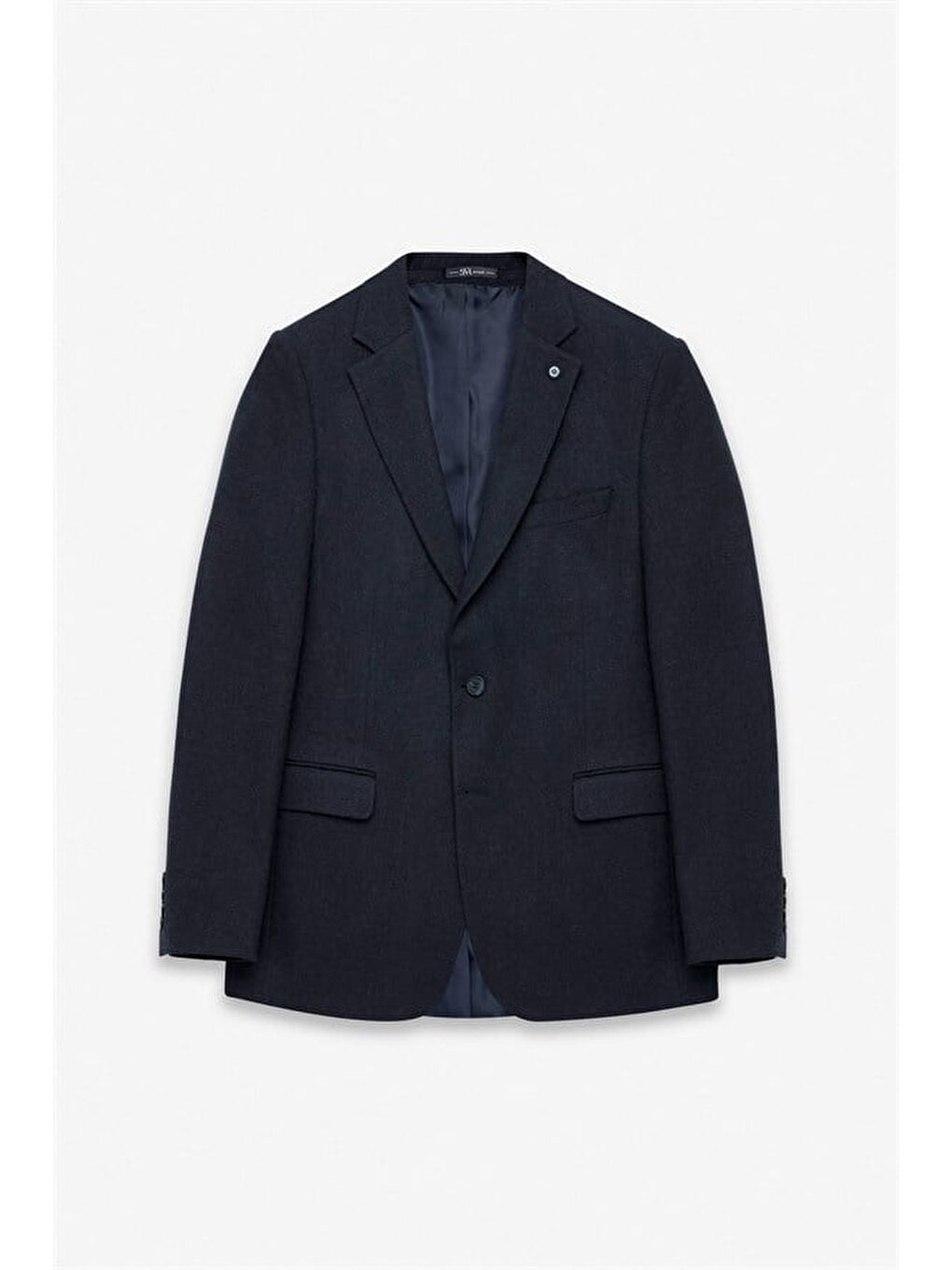 Lacivert Regular Mono Yaka Torba Cep 6 Drop Klasik Ceket-6