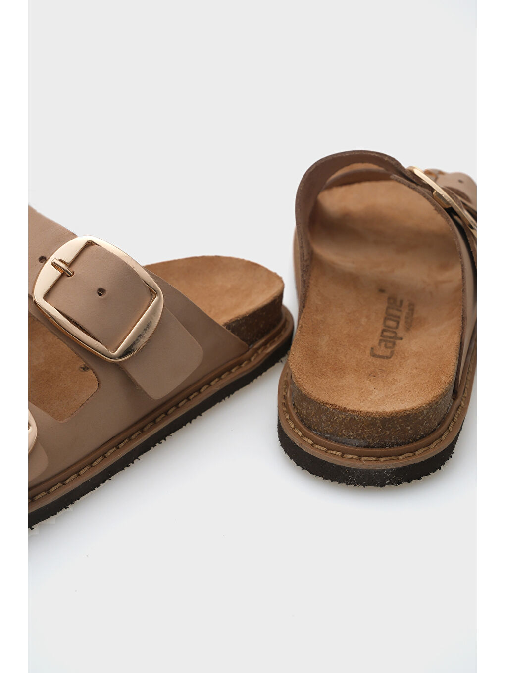 Bej Nicole Deri Kadın Terlik-3