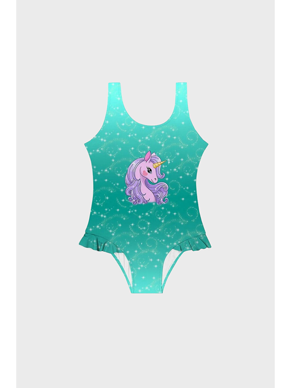 Yeşil Bellissima Fırfırlı Kolay Kuruyan Uv Korumalı Kız Çocuk Mayo SM2312000710