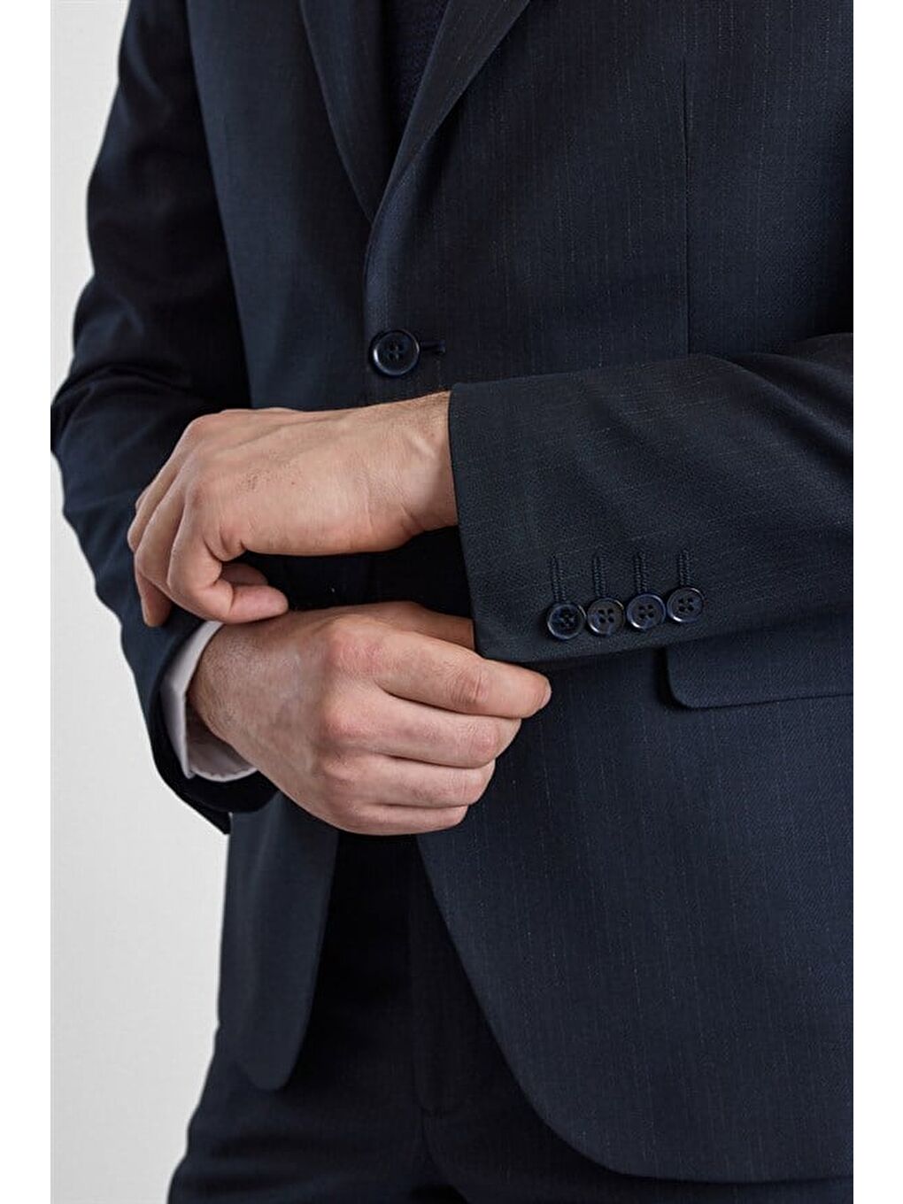 Lacivert Slim Sivri Yaka Kazayağı Armürlü Torba Cep Standart 6 Drop Takım Elbise-3