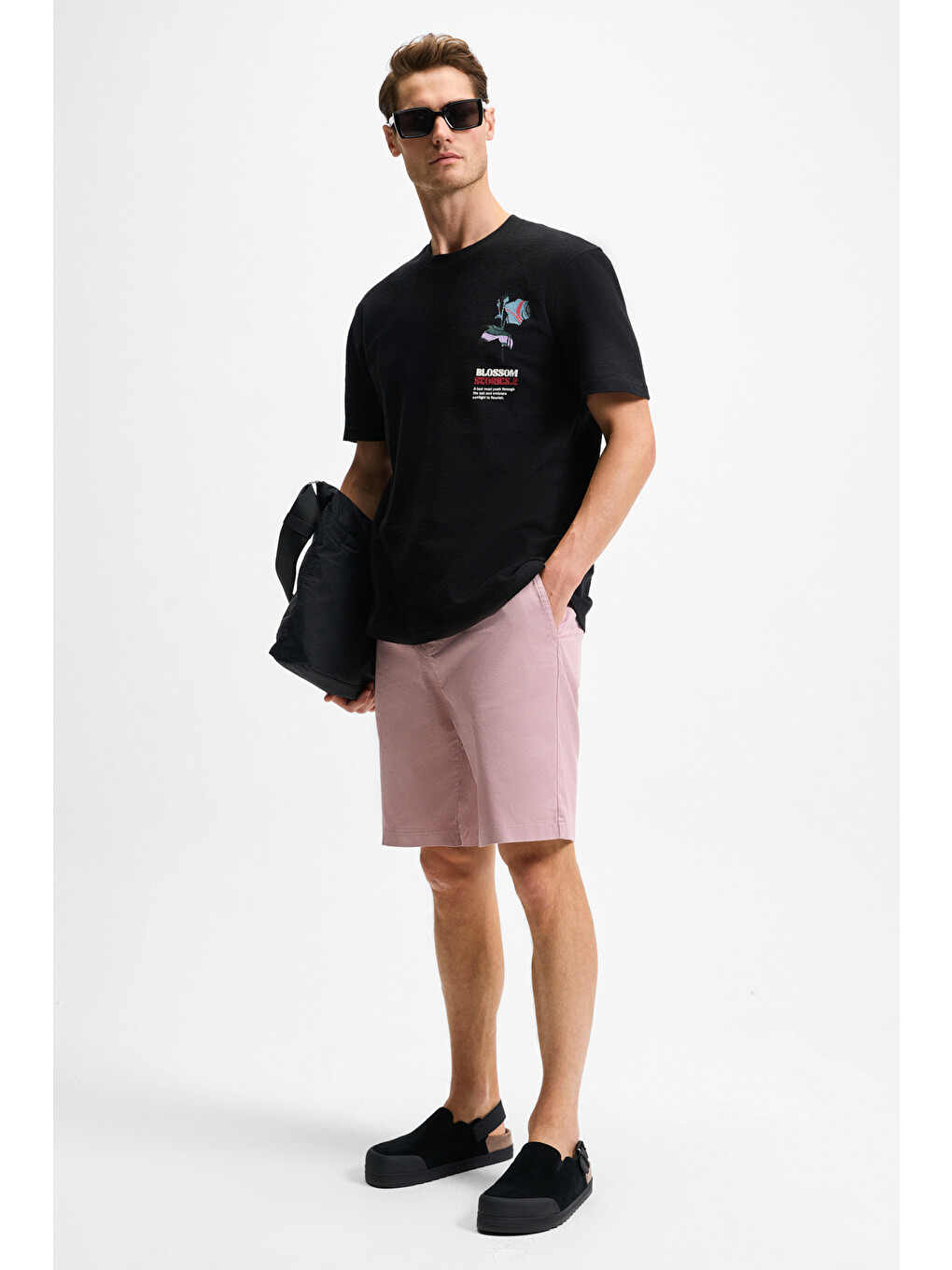 Siyah BELLO Erkek %100 Organik Pamuk Bisiklet Yaka Kısa Kol SİYAH T-Shirt-1