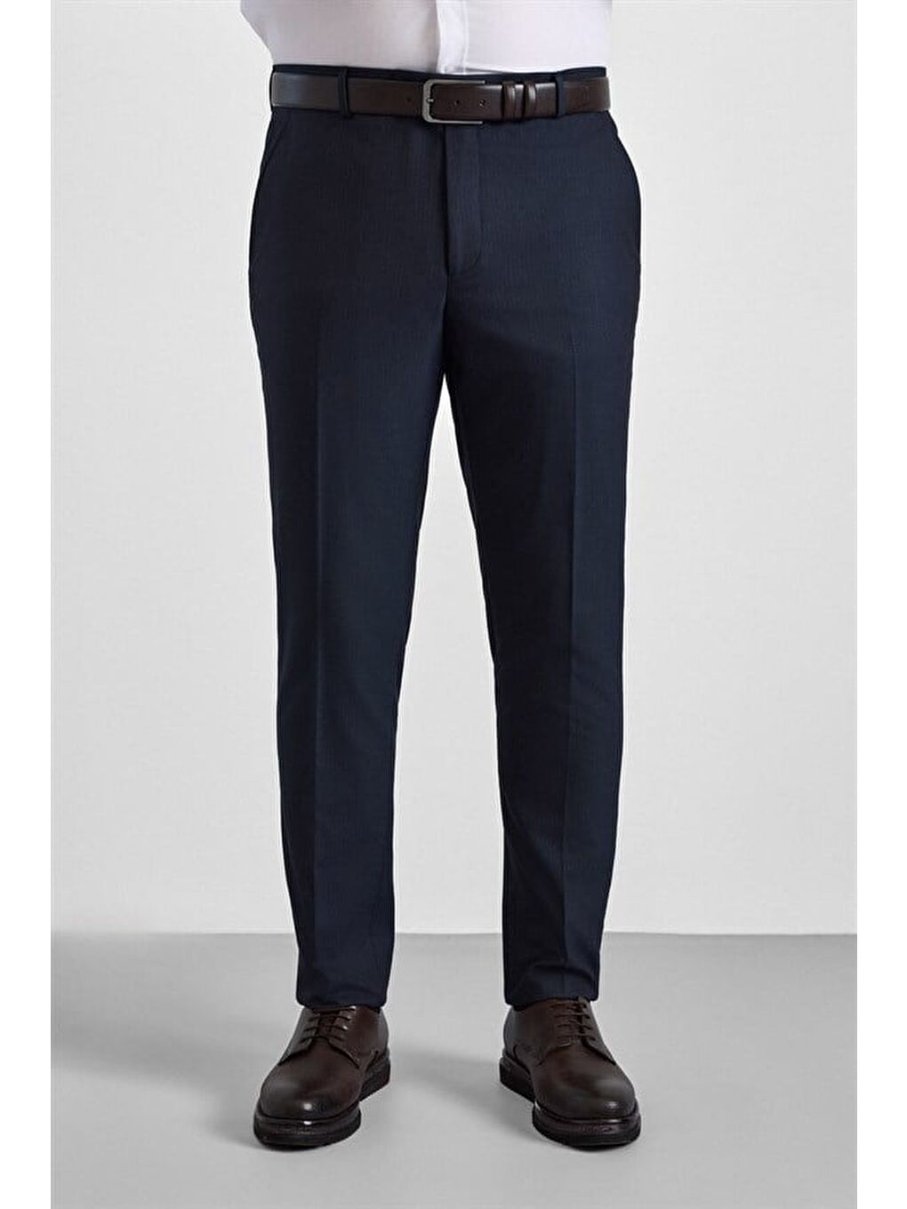 Lacivert Slim Sivri Yaka Kazayağı Armürlü Torba Cep Standart 6 Drop Takım Elbise-5