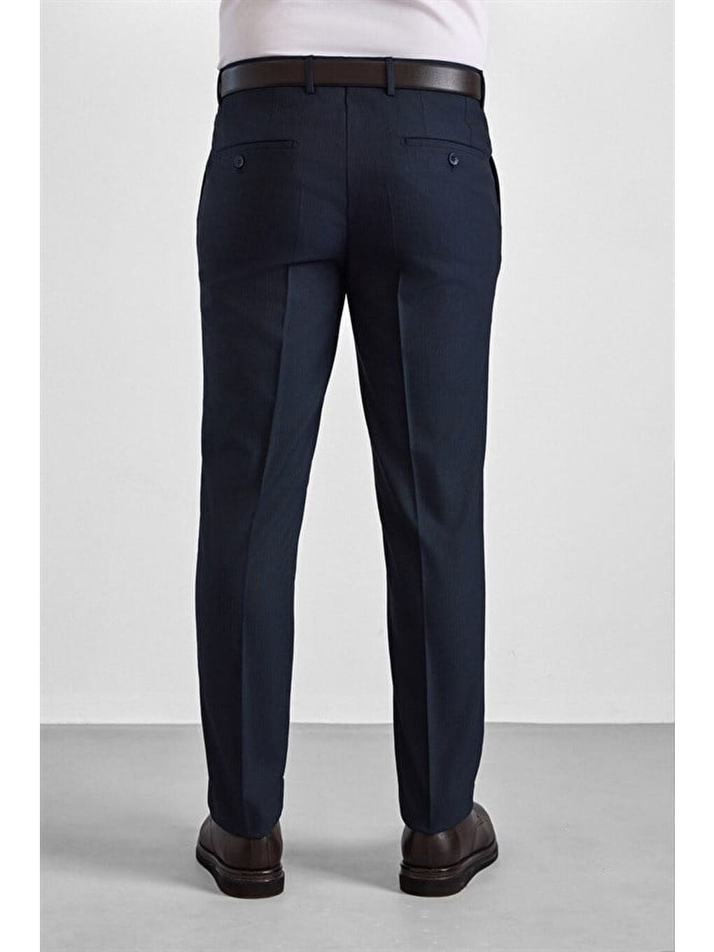 Lacivert Slim Sivri Yaka Kazayağı Armürlü Torba Cep Standart 6 Drop Takım Elbise-6