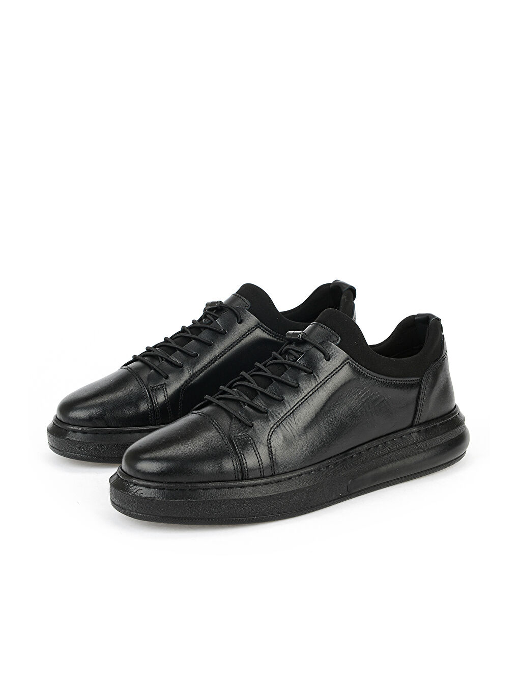 Erkek Hakiki Deri Sneaker 161423Z79 Siyah-4