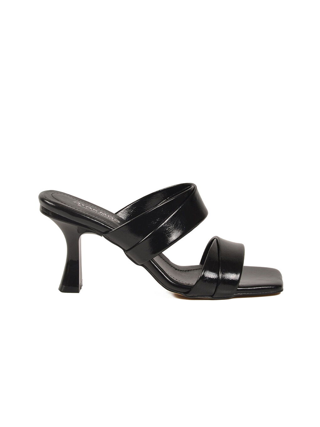 Siyah Çift Bantlı Kadın Topuklu Terlik 451158 Z-1