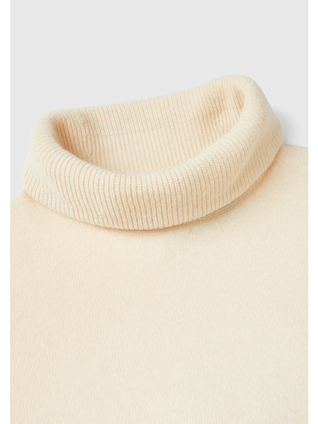 Kadın Bej Yün Karışımlı Belden Bağlamalı Dik Yaka Kazak-5