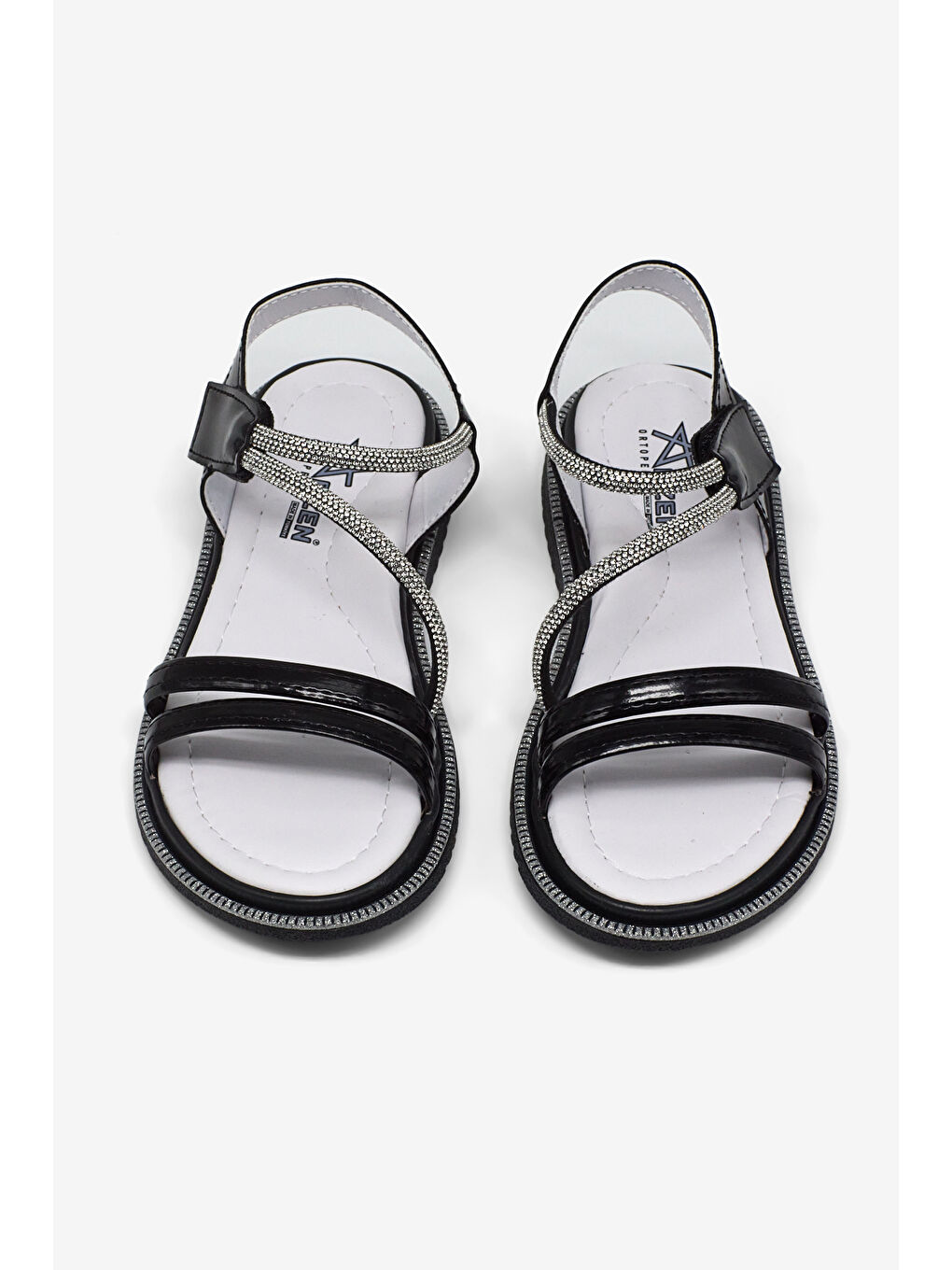 Çocuk Unisex Siyah Rugan Çocuk Sim Detaylı Sandalet-1