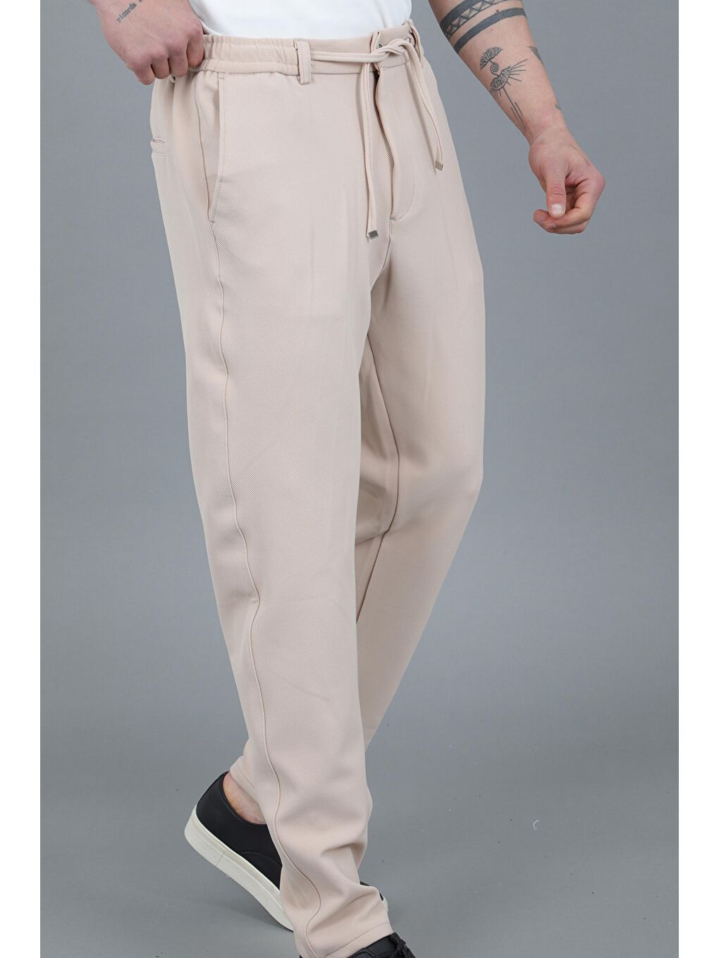Bej Diagonel Kumaş Jogger Pantolon CPT-5_0436-2