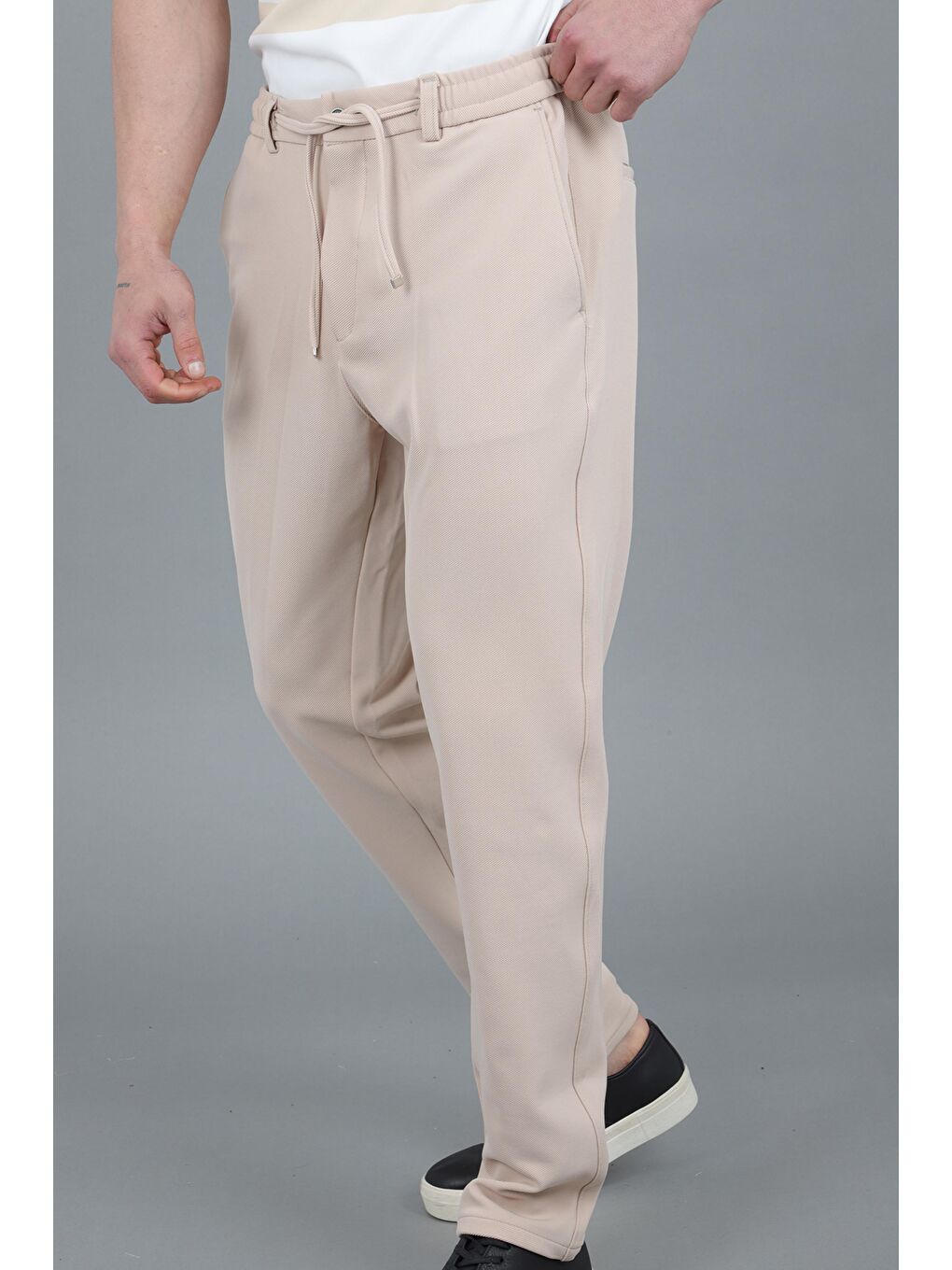 Bej Diagonel Kumaş Jogger Pantolon CPT-5_0436-3