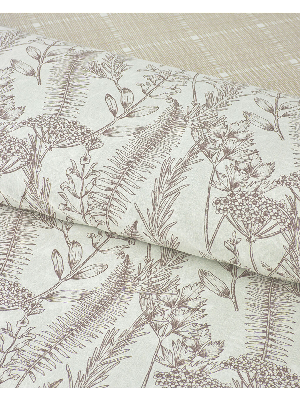 Botanical Spring Kolay Ütülenir Çift Kişilik Nevresim Takımı 200x220 cm Bej-3