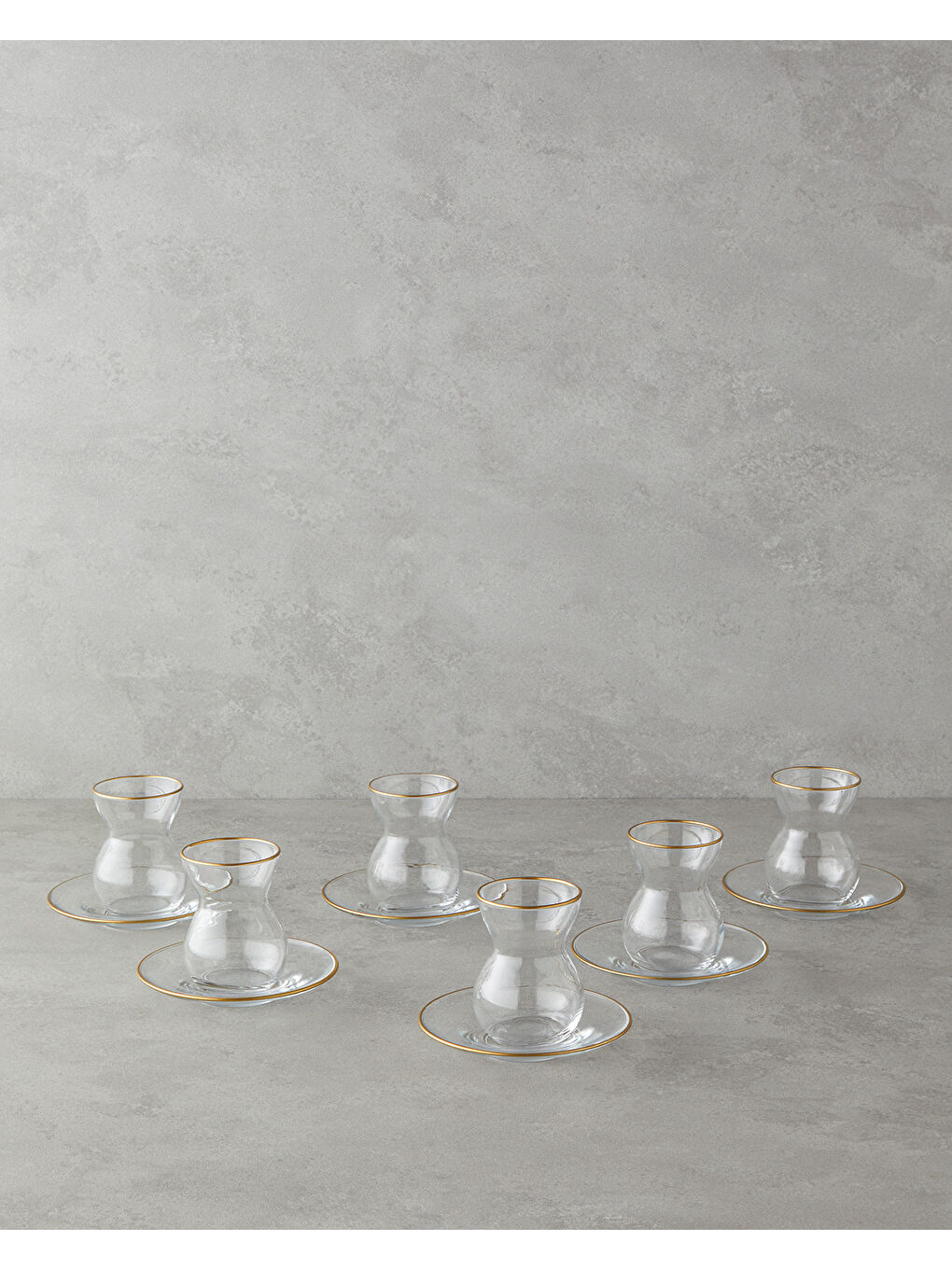 Sarı Stellar Cam 12 Parça 6 Kişilik Çay Seti 140 ml Gold