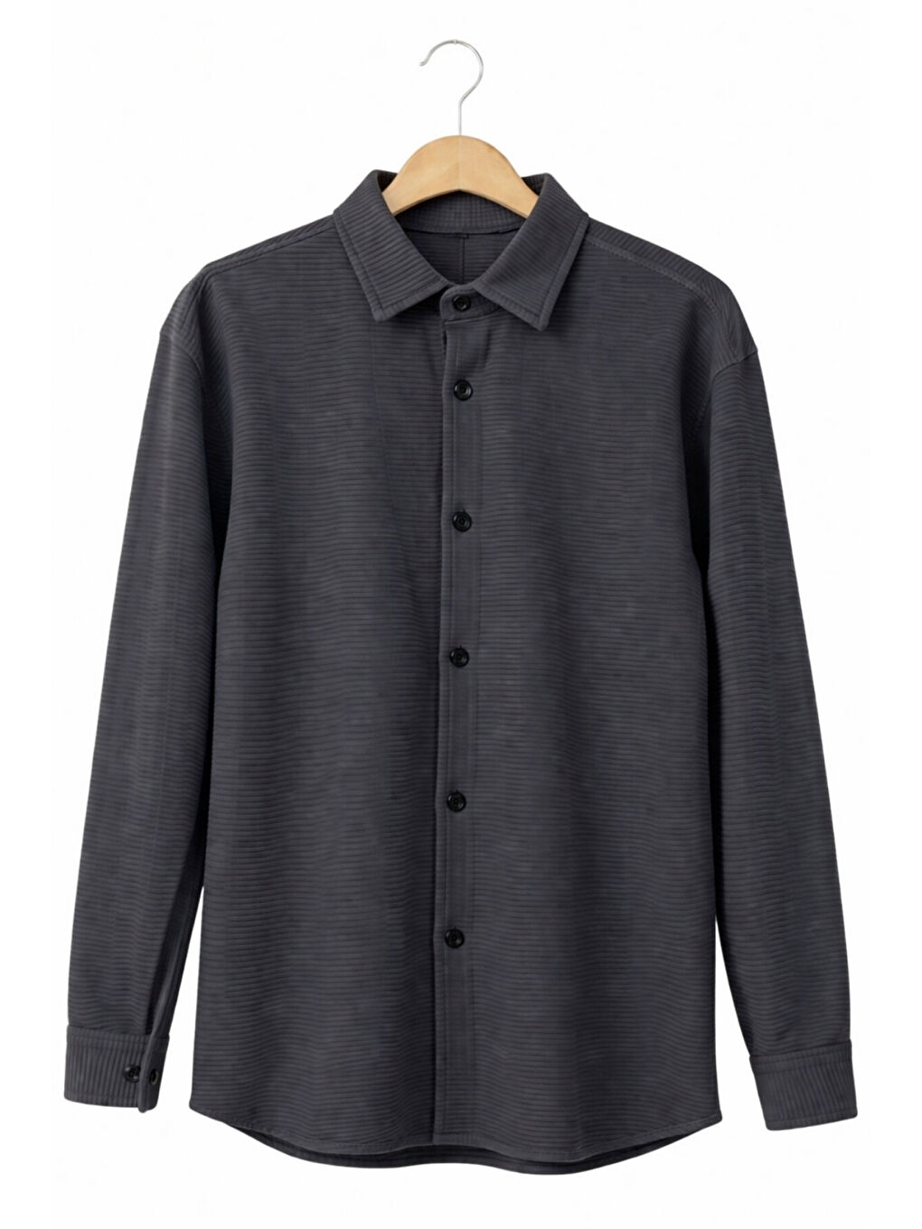 Siyah Erkek Çocuk Modern Kesim Beyaz Polyester Basic Gömlek Ak8789-2