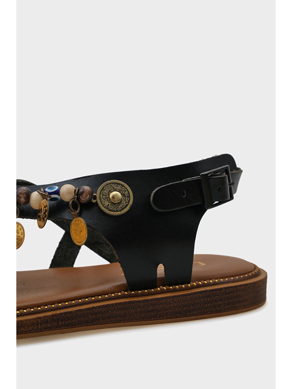 Siyah Elmira Akseusarlı Deri Kadın Sandalet-5