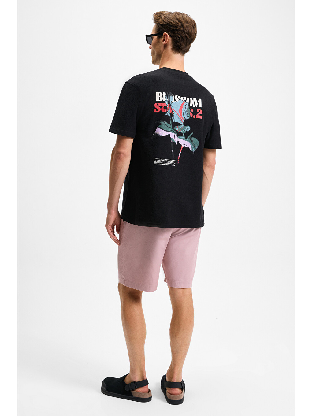 Siyah BELLO Erkek %100 Organik Pamuk Bisiklet Yaka Kısa Kol SİYAH T-Shirt-4