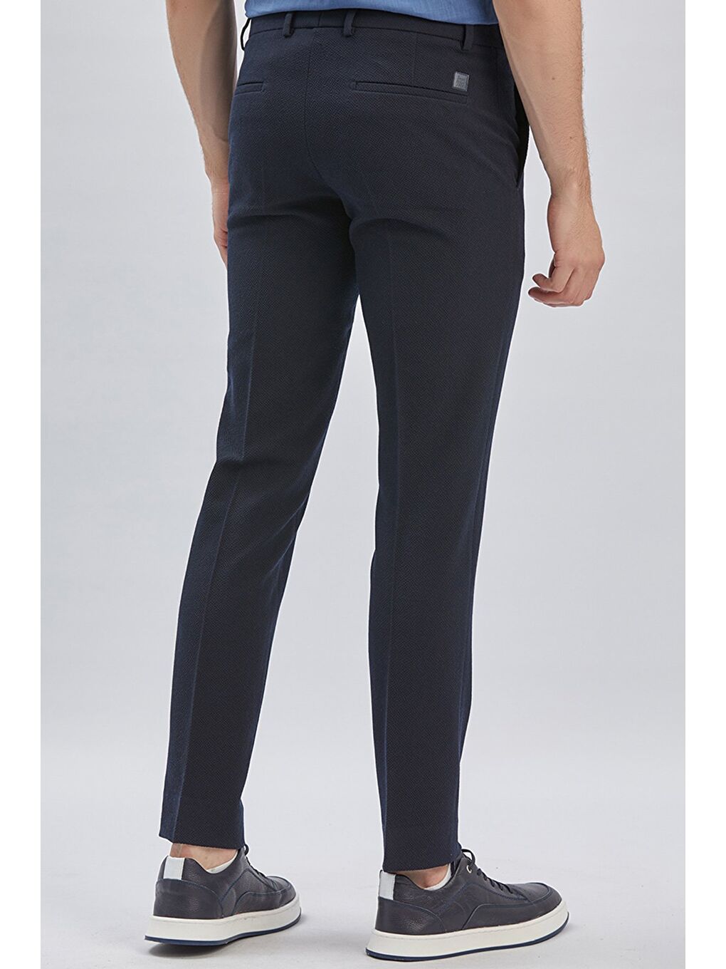 Koyu Lacivert Esnek Lastikli Yandan Cepli Casual Slim Fit Ayarlanabilir Kemer Pantolon 1003240162-4