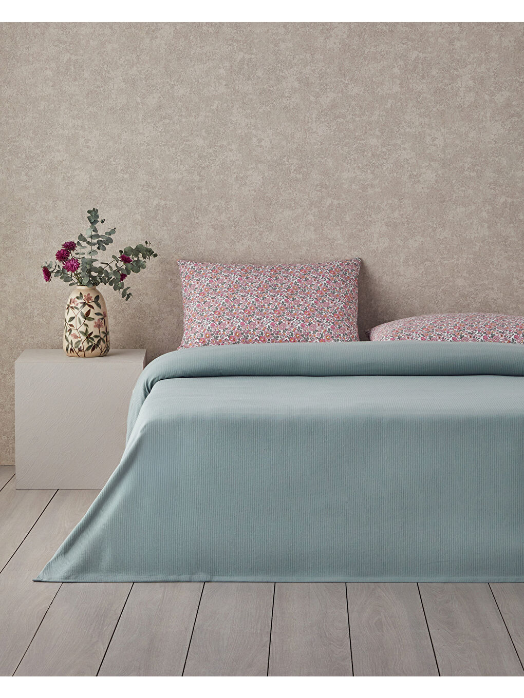 Floret Bloom Soft Tek Kişilik Pike Takımı 150x220 cm Pembe