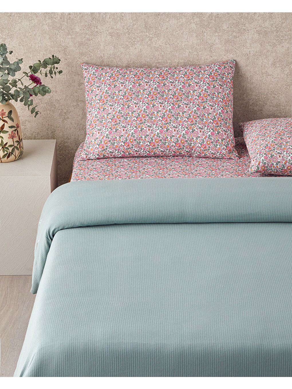 Floret Bloom Soft Tek Kişilik Pike Takımı 150x220 cm Pembe-1