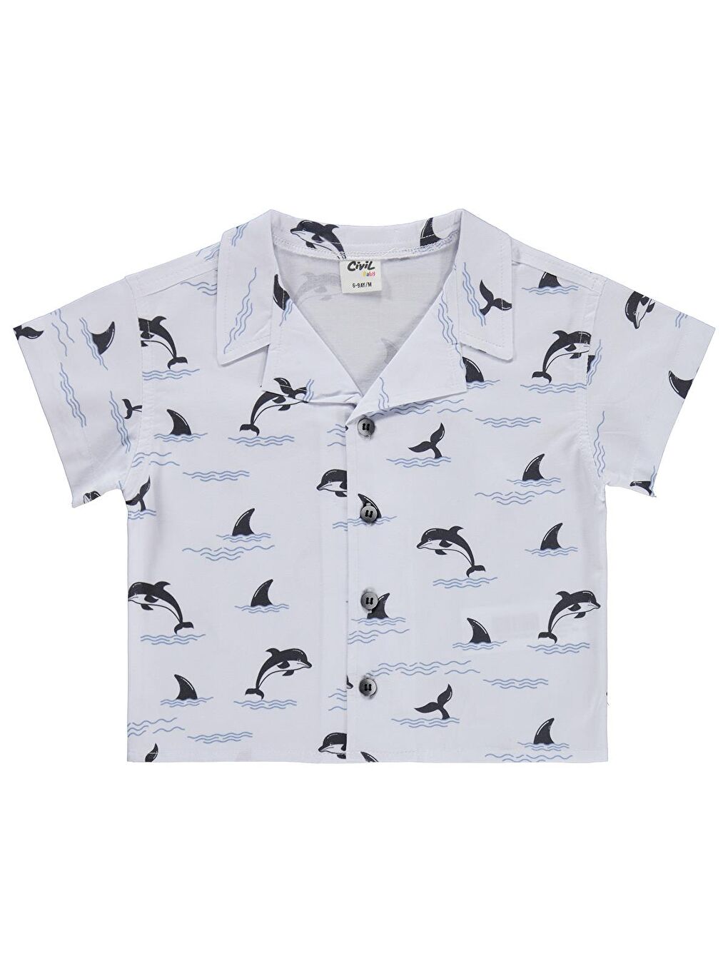 Baby Yunus Balığı Baskılı 6-18 Ay Gömlek - Beyaz 6-9 Ay