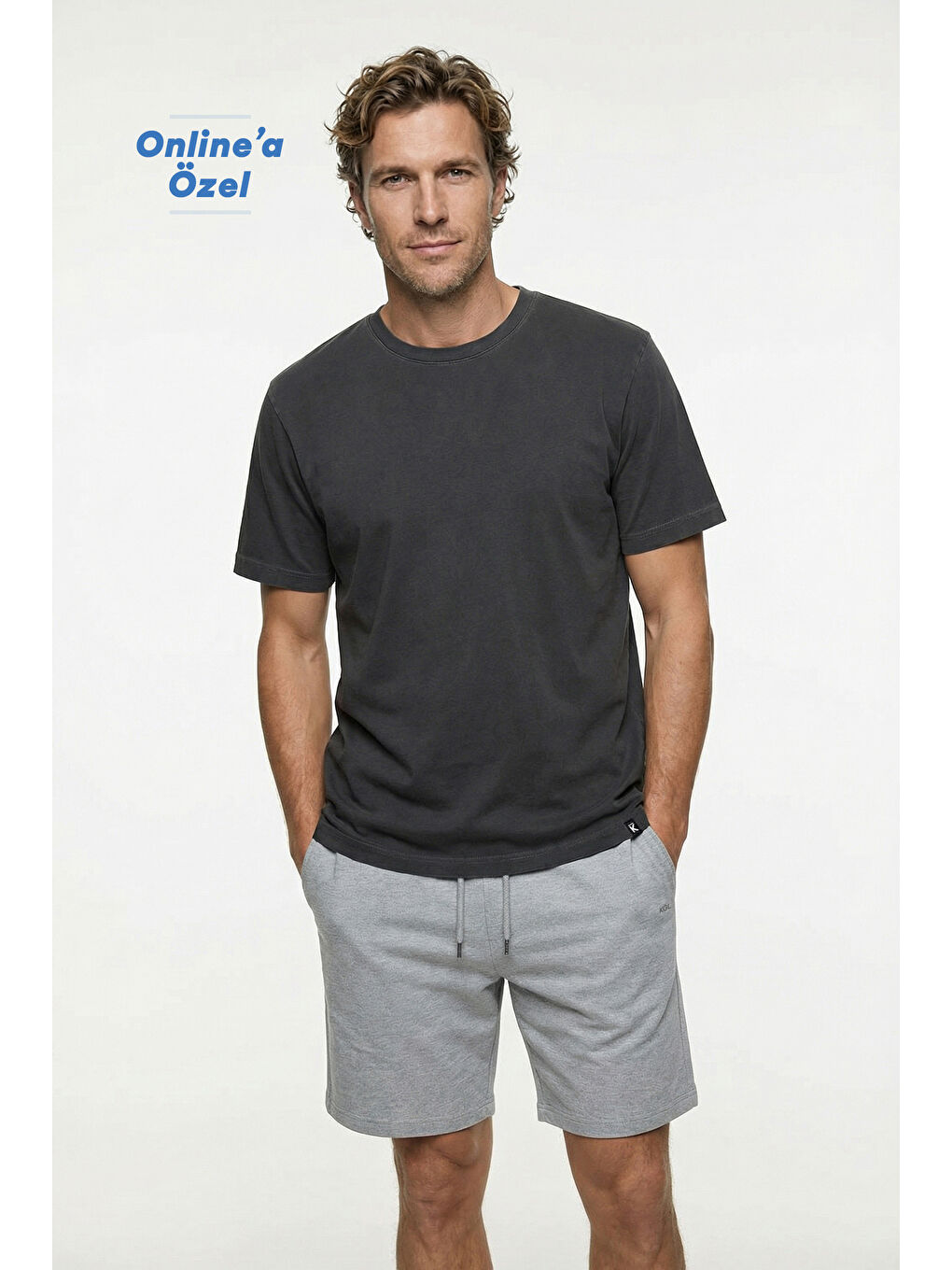 Antrasit Bisiklet Yaka Regular Fit Nefes Alabilen Pamuk Tişört